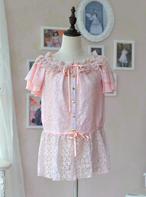 Hollow Out Lace Classic Lolita Fly Sleeve Shirt