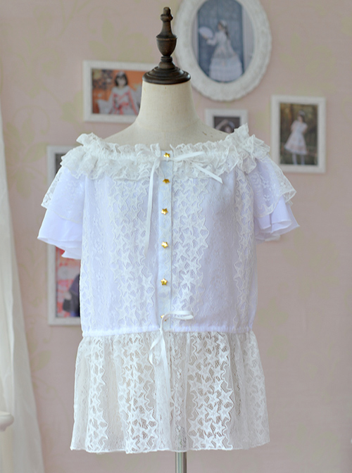 Hollow Out Lace Classic Lolita Fly Sleeve Shirt