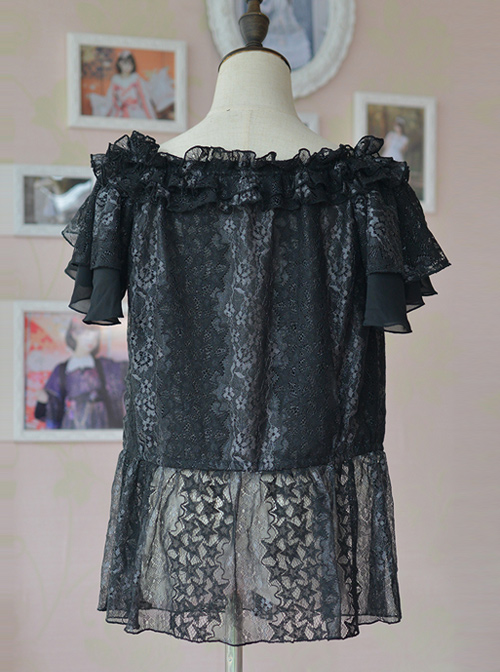 Hollow Out Lace Classic Lolita Fly Sleeve Shirt