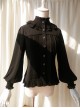 White And Black Stand Collar Classic Lolita Sheep Legs Sleeve Shirt