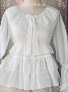 Magic Tea Party White Chiffon Lace Loose Cute Lolita Shirt