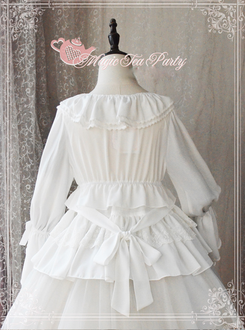 Magic Tea Party White Chiffon Lace Loose Cute Lolita Shirt