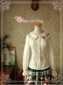 Magic Tea Party Sweet Christmas Series Embroidery Lace Lolita Long Sleeve Shirt