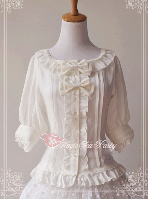 Magic Tea Party Fragrant Summer Series White Lace Half Sleeve Lolita Shirt