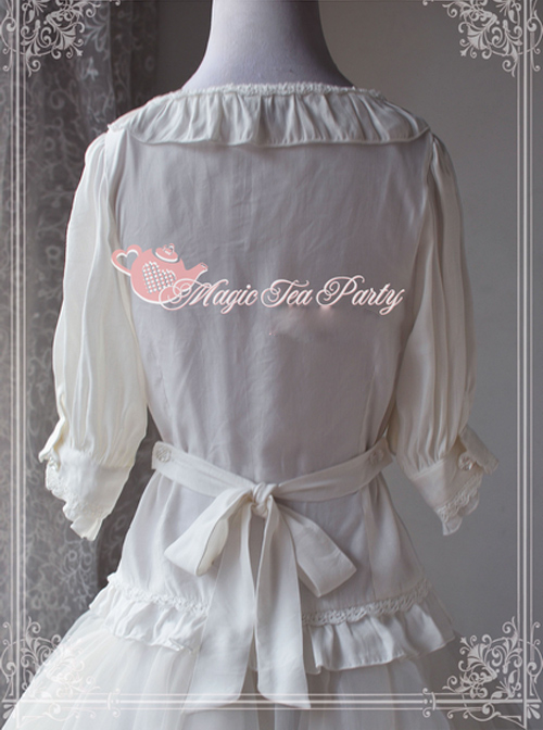 Magic Tea Party Fragrant Summer Series White Lace Half Sleeve Lolita Shirt