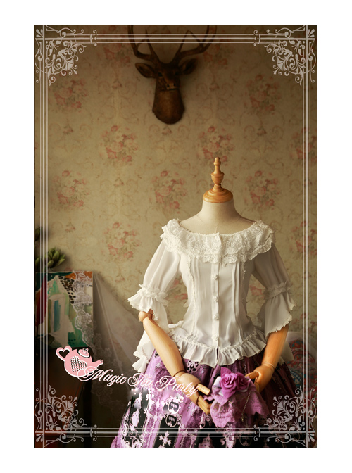 Magic Tea Party Cross And Censer Series Chiffon Short Sleeves Lolita Shirt