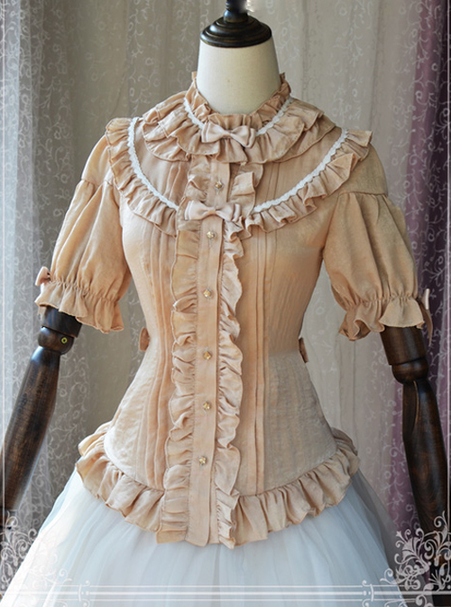 Magic Tea Party Composite Silk Satin Face Chiffon Classic Lolita Shirt