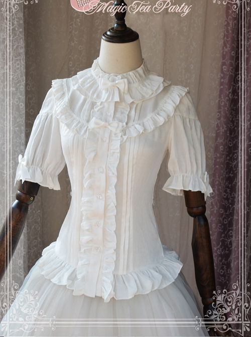 Magic Tea Party Composite Silk Satin Face Chiffon Classic Lolita Shirt