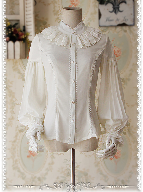 Swan Lake Of Love Series Chiffon Little Standing Collar Classic Lolita Long Sleeves Shirt