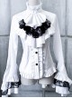 White Trumpet Sleeves Flounced Collar Slim Black Lace Gothic Lolita Shirt