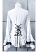 White Trumpet Sleeves Flounced Collar Slim Black Lace Gothic Lolita Shirt