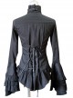 White Trumpet Sleeves Flounced Collar Slim Black Lace Gothic Lolita Shirt