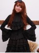 White Trumpet Sleeves Flounced Collar Slim Black Lace Gothic Lolita Shirt