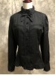 Black Cotton Lace Stand-up Collar Long Sleeves Classic Lolita Shirt