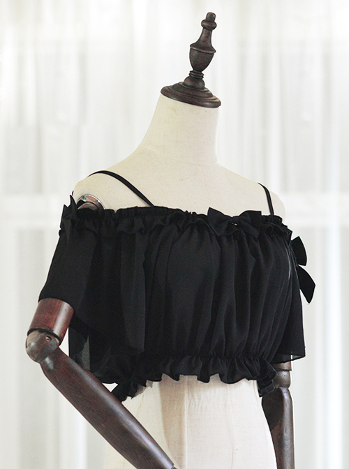 Chiffon Ruffles Sling Lolita Super Short Shirt