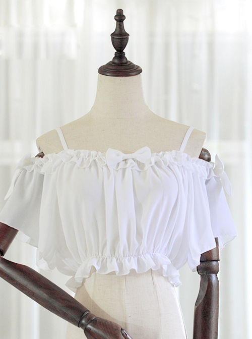 Chiffon Ruffles Sling Lolita Super Short Shirt