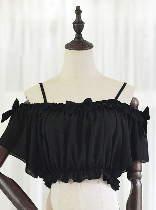 Chiffon Ruffles Sling Lolita Super Short Shirt