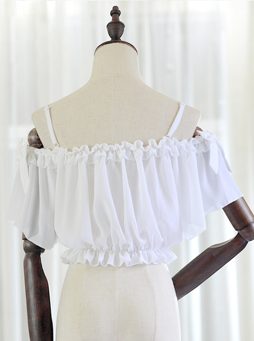 Chiffon Ruffles Sling Lolita Super Short Shirt