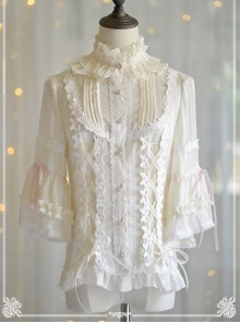 Trumpet Sleeve Stand Collar Chiffon Lolita Shirt