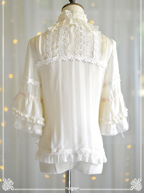 Trumpet Sleeve Stand Collar Chiffon Lolita Shirt