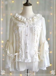 Round Collar Trumpet Sleeve Chiffon Lolita Shirt