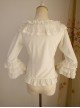 White Chiffon Ruffles Classic Lolita Seven-quarter Sleeve Shirt