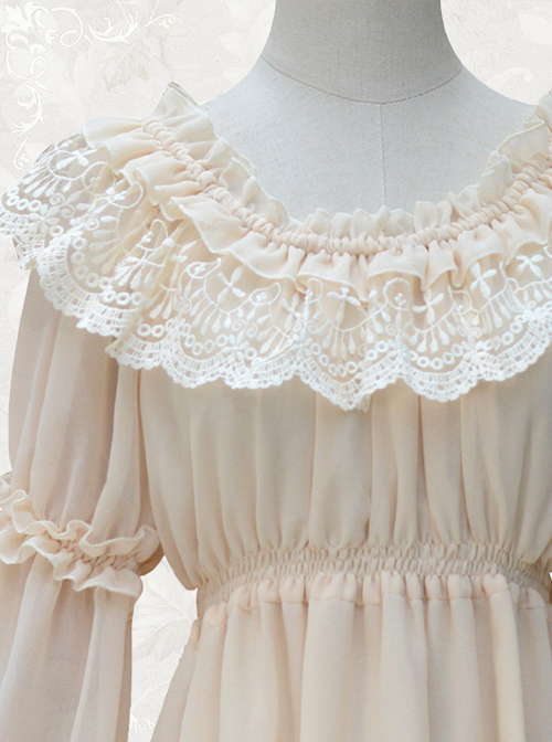 Ruffle Collar Lace Classic Lolita Long Puff Sleeves Shirt