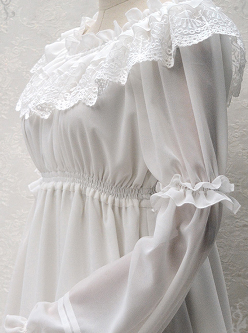 Ruffle Collar Lace Classic Lolita Long Puff Sleeves Shirt