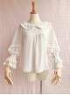 Cute Chiffon Ruffle Doll Collar Lolita Nine Quarter Sleeve Shirt