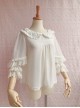 Cute Chiffon Ruffle Doll Collar Lolita Nine Quarter Sleeve Shirt