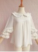 Cute Chiffon Ruffle Doll Collar Lolita Nine Quarter Sleeve Shirt