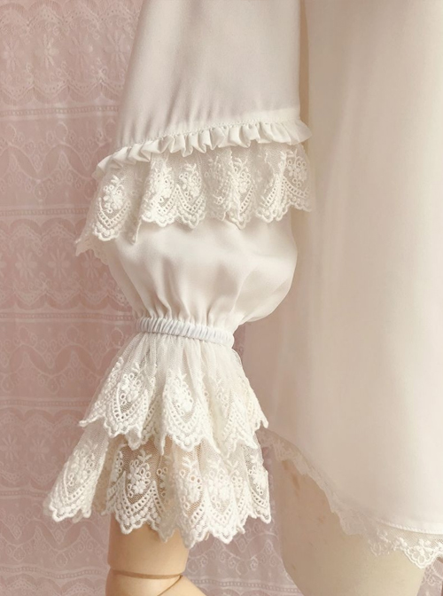 Cute Chiffon Ruffle Doll Collar Lolita Nine Quarter Sleeve Shirt