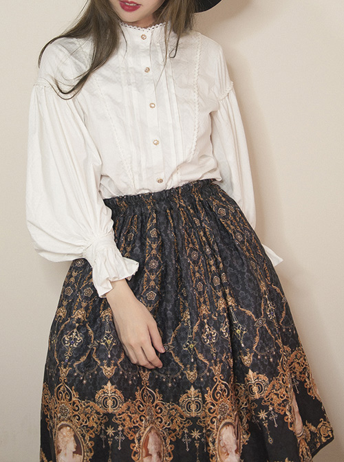 Retro Handsome Classic Lolita Long Lantern Sleeve Shirt