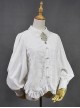 White Retro Hepburn Palace Style Embroidery Classic Lolita Shirt