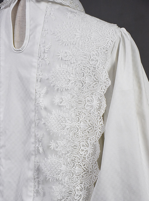 White Retro Hepburn Palace Style Embroidery Classic Lolita Shirt