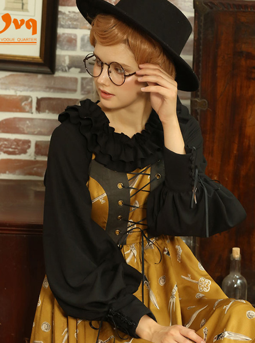 Knife And Sword War Series Ruffle Collar Long Sleeve Lolita Shirt