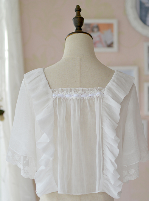 Ruffles White Classic Lolita Short Style Pullover Shirt