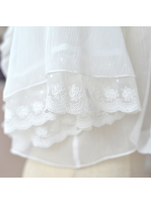 Ruffles White Classic Lolita Short Style Pullover Shirt