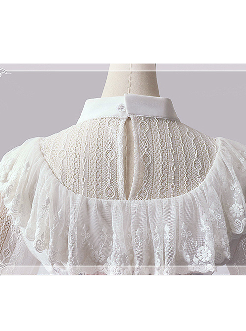 Chinese Style White Lace Sheep-leg Sleeve Classic Lolita Shirt