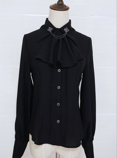 Elegant Lapel Gothic Lolita Long Sleeve Retro Shirt