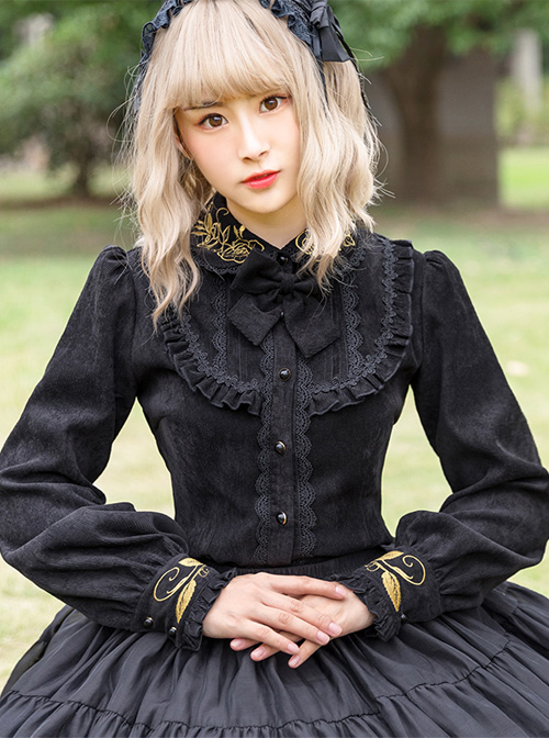 Thicken Corduroy Gothic Lolita Long Sleeve Shirt