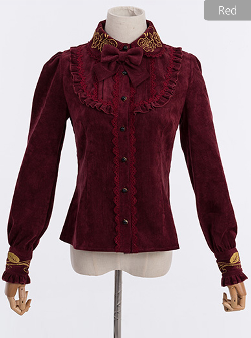 Thicken Corduroy Gothic Lolita Long Sleeve Shirt
