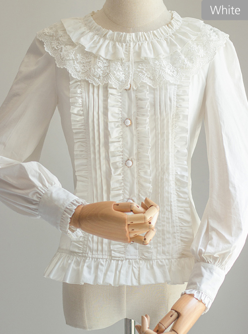 Cute Pure Black Or White Classic Lolita Long Sleeve Shirt