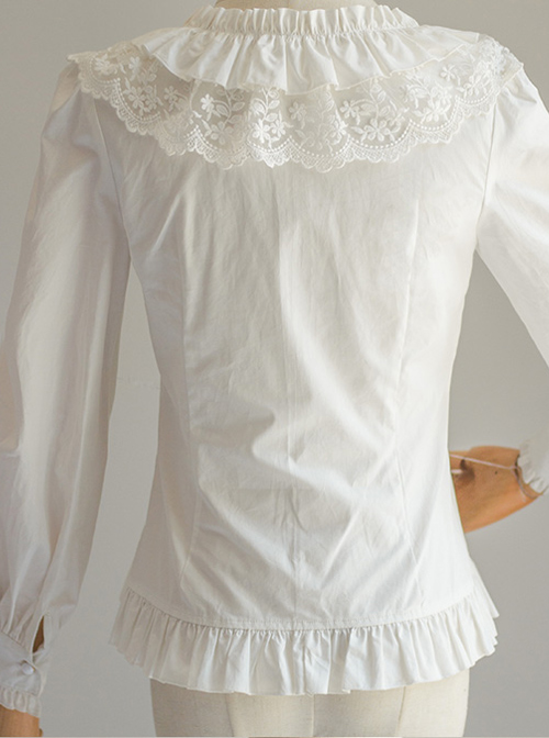 Cute Pure Black Or White Classic Lolita Long Sleeve Shirt