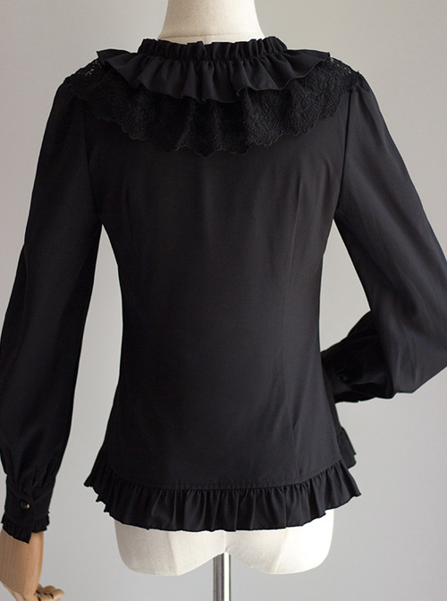 Cute Pure Black Or White Classic Lolita Long Sleeve Shirt