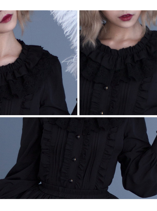 Cute Pure Black Or White Classic Lolita Long Sleeve Shirt