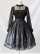 Simple And Elegant Dark Cross Lace Gothic Lolita Ruffle Standing Collar Shirt