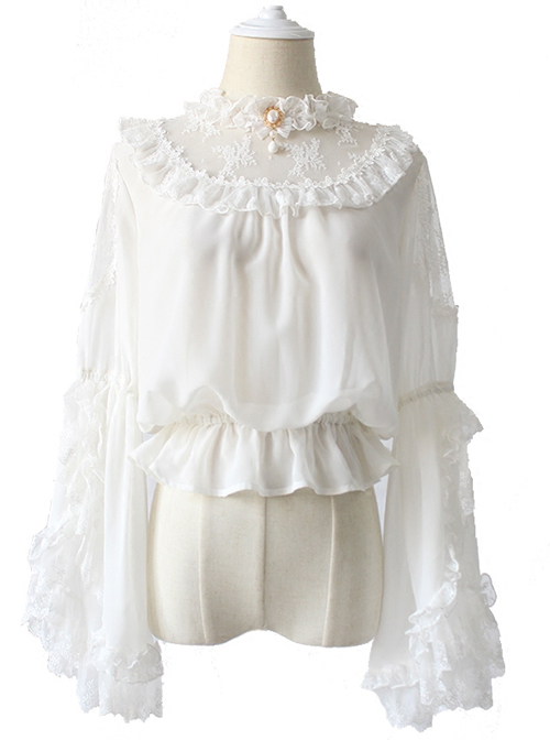 Lace Ruffle Pendant Classic Lolita Chiffon Shirt