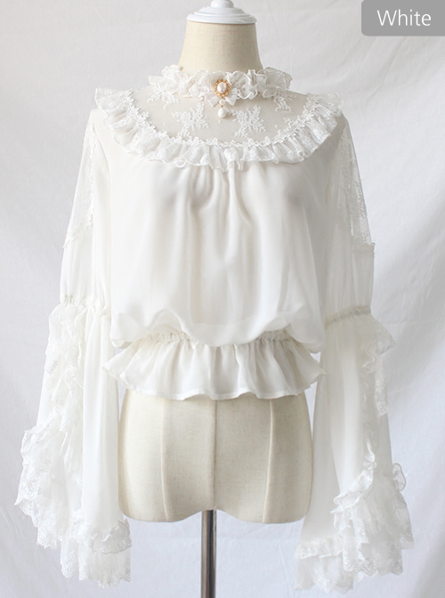 Lace Ruffle Pendant Classic Lolita Chiffon Shirt