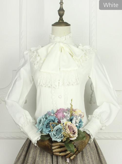 Earl Girl Series Retro Elegant Thick Chiffon Bowknot Classic Lolita Long Sleeve Shirt